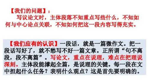 2024届高考语文复习：议论文例证主题段落写作指导+课件45张