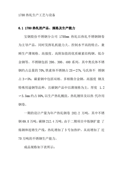 1780热轧生产工艺与设备