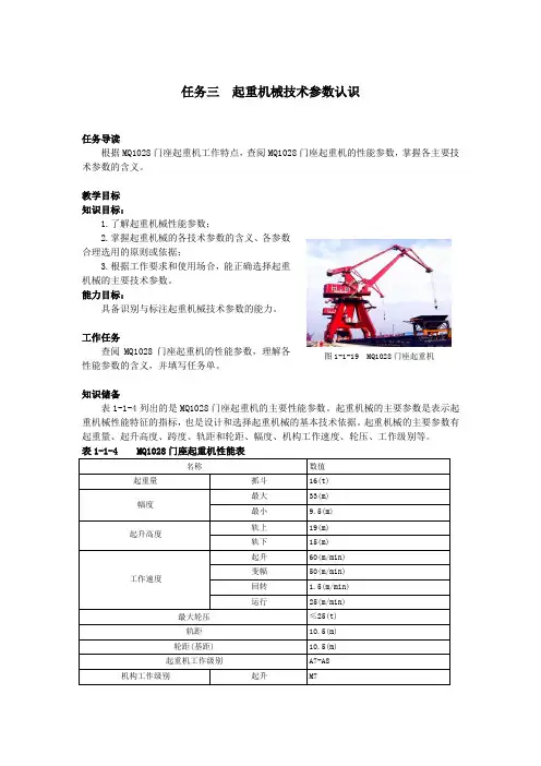 港口机械操作起重机械技术参数认识