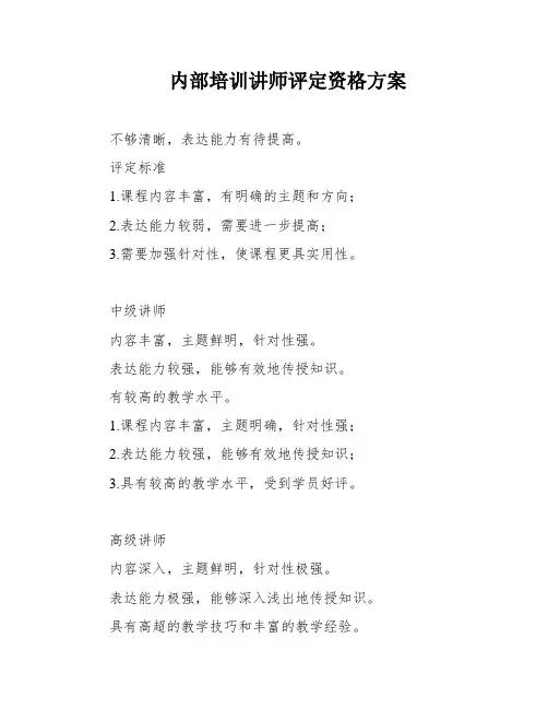 内部培训讲师评定资格方案