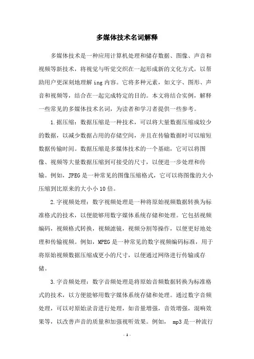 多媒体技术名词解释