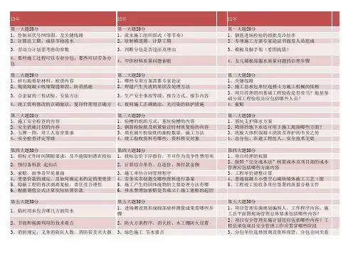 (09-13)一建-建筑实务历年真题案例考点汇总
