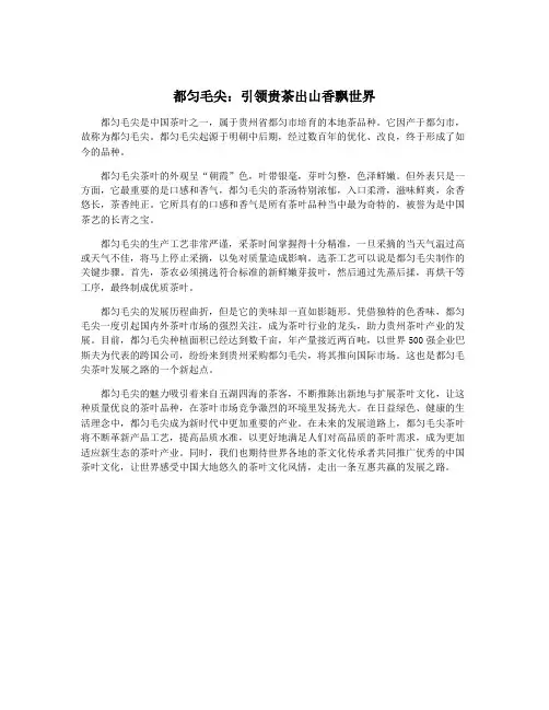 都匀毛尖：引领贵茶出山香飘世界