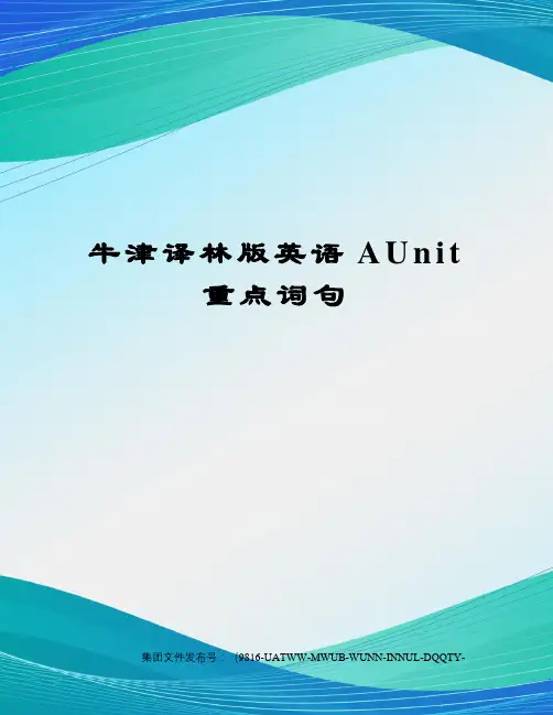 牛津译林版英语AUnit重点词句