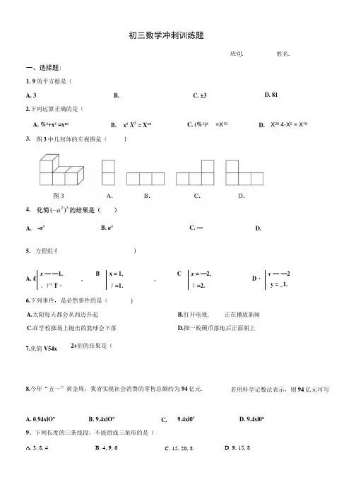 初三数学冲刺训练题(3).doc