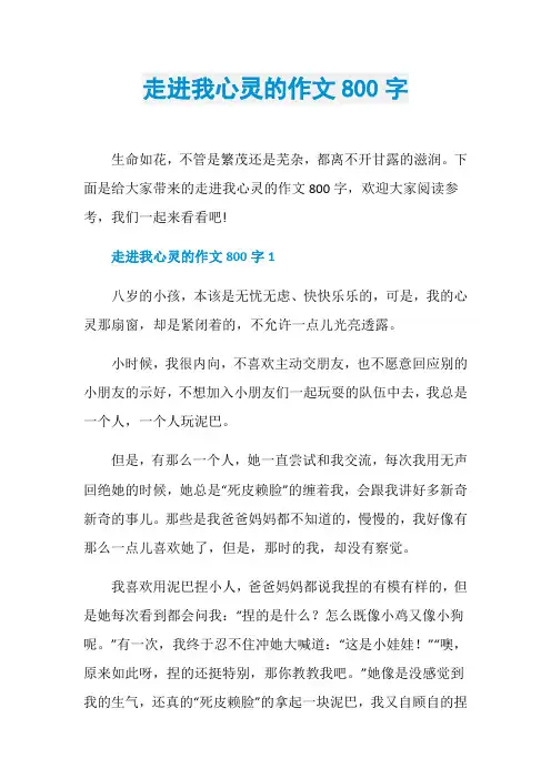 走进我心灵的作文800字
