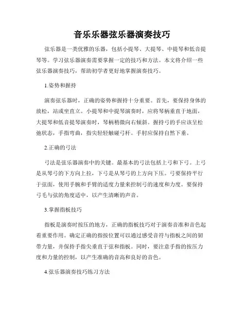 音乐乐器弦乐器演奏技巧