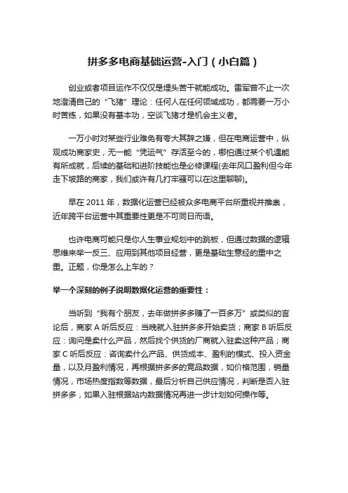 拼多多干货- - 拼多多电商基础运营-入门(小白篇)
