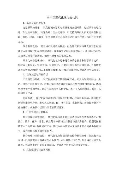 对中国现代化城市的认识
