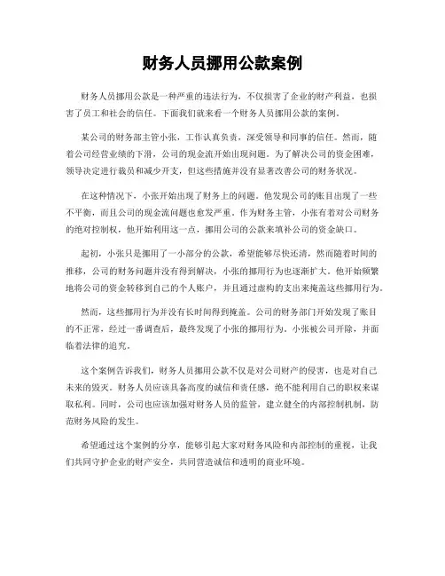 财务人员挪用公款案例