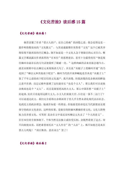 《文化苦旅》读后感15篇_1