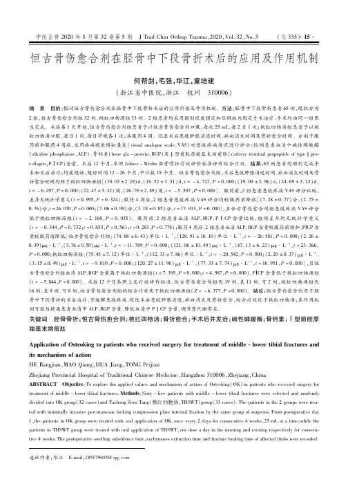 恒古骨伤愈合剂在胫骨中下段骨折术后的应用及作用机制