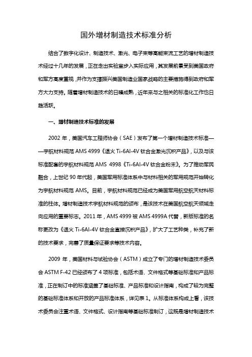 国外增材制造技术标准分析