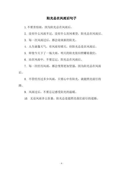 阳光总在风雨后句子