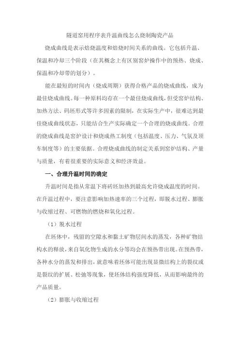 隧道窑用程序表升温曲线怎么烧制陶瓷产品