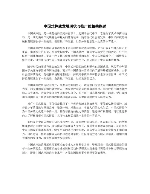中国式摔跤发展现状与推广的相关探讨