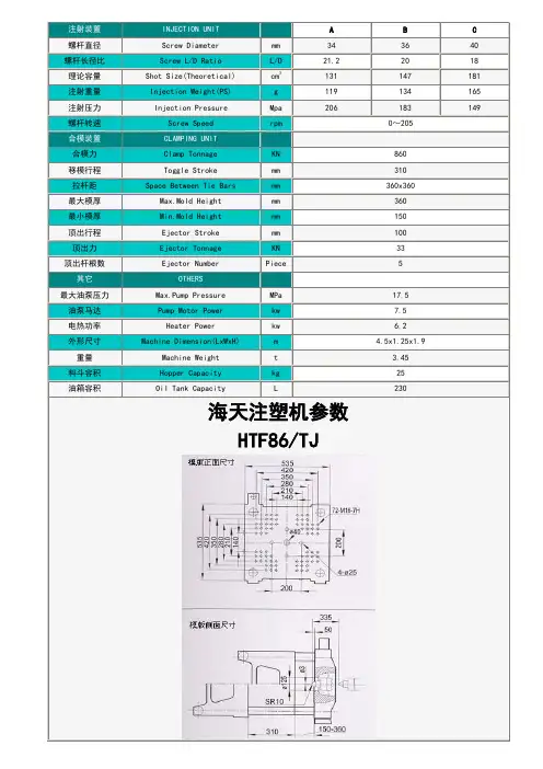 海天注塑机全参数