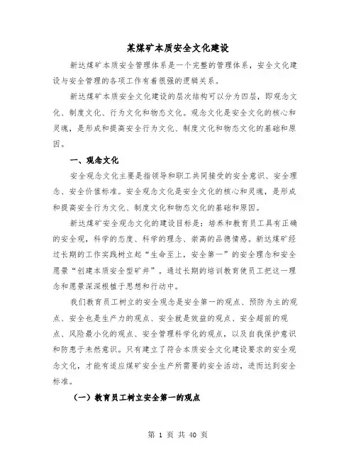 某煤矿本质安全文化建设（二篇）