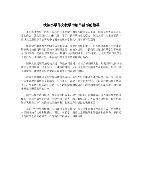 浅谈小学作文教学中细节描写的指导