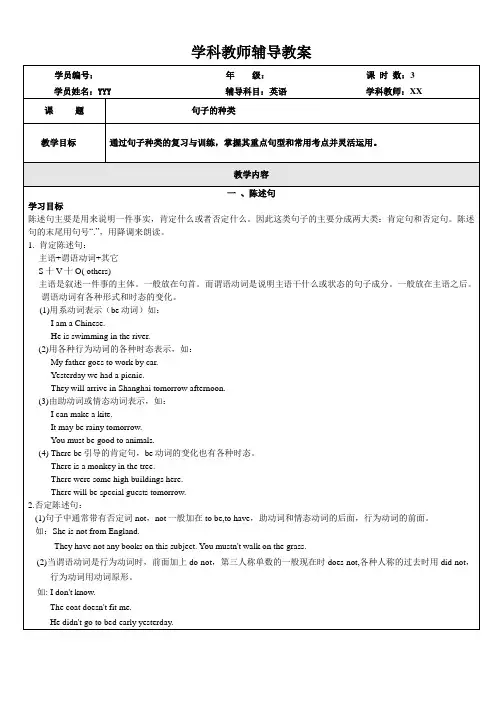 小六英语 (16. 语法专项之-- 句子种类)