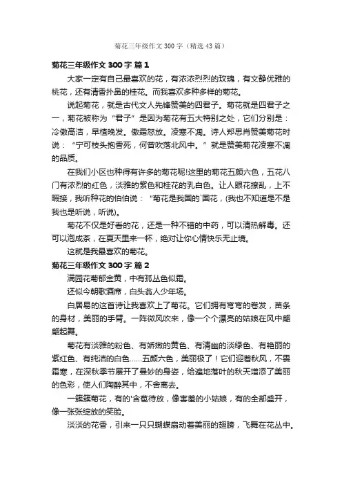 菊花三年级作文300字（精选43篇）