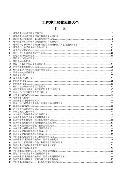 工程竣工验收表格大全