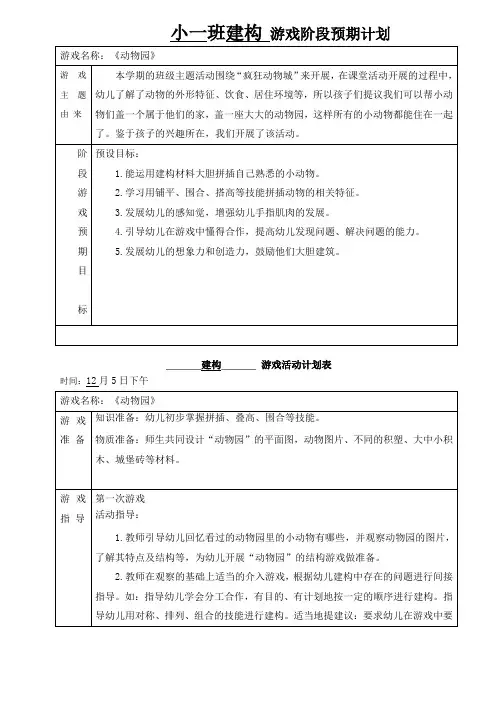 幼儿园小班建构游戏《动物园》