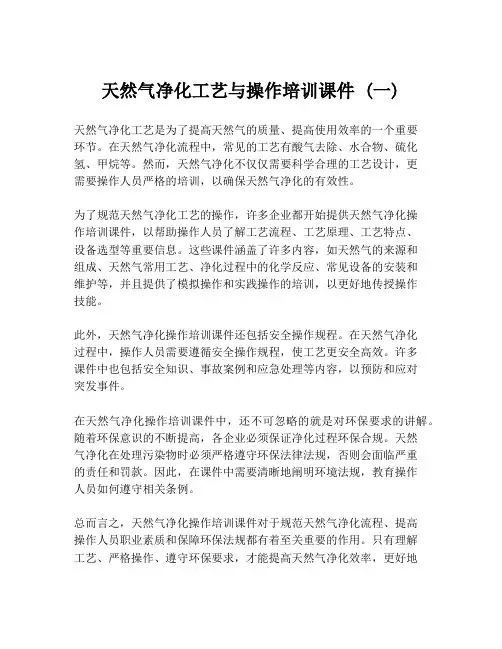 天然气净化工艺与操作培训课件 (一)