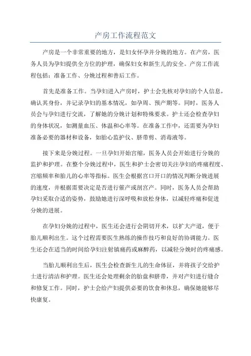 产房工作流程范文