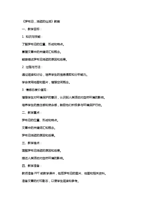 《罗布泊,消逝的仙湖》教案