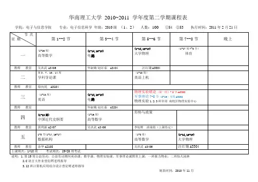 华南理工学院电信学院2010级2010~2011(2)课表