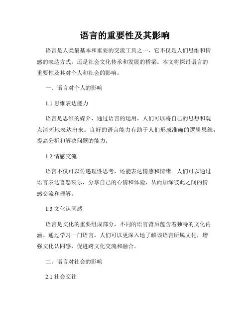 语言的重要性及其影响