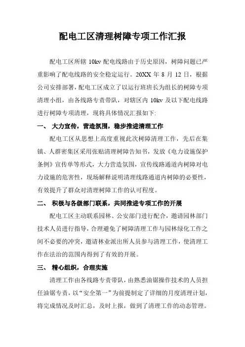 配电工区清理树障专项工作汇报