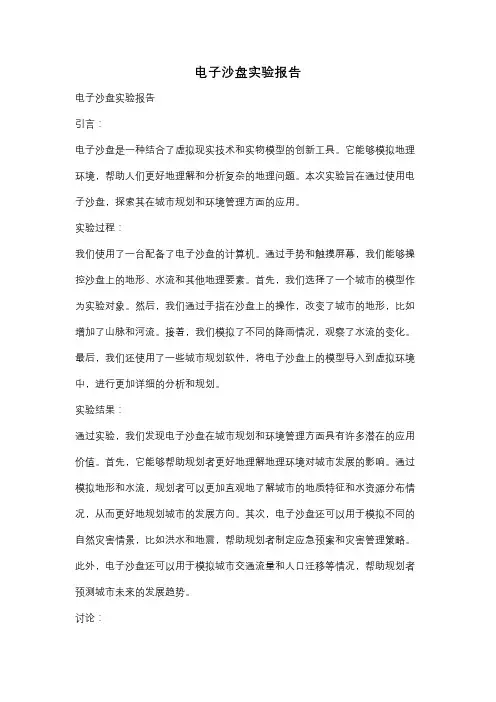 电子沙盘实验报告
