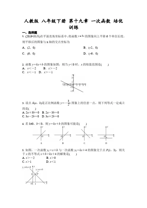 2020——2021学年人教版 八年级数学下册 第十九章 一次函数 培优训练(含答案)