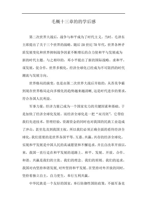 毛概十三章的的学后感
