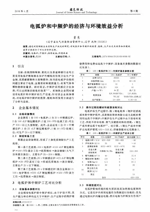 电弧炉和中频炉的经济与环境效益分析