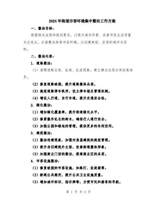 2024年街道市容环境集中整治工作方案