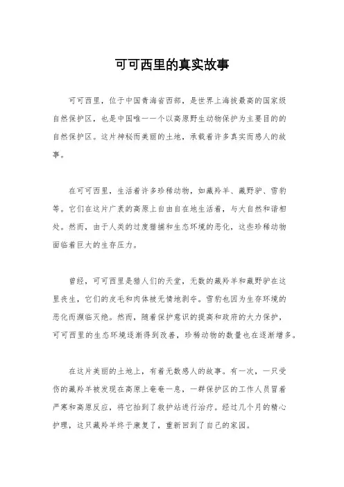 可可西里的真实故事
