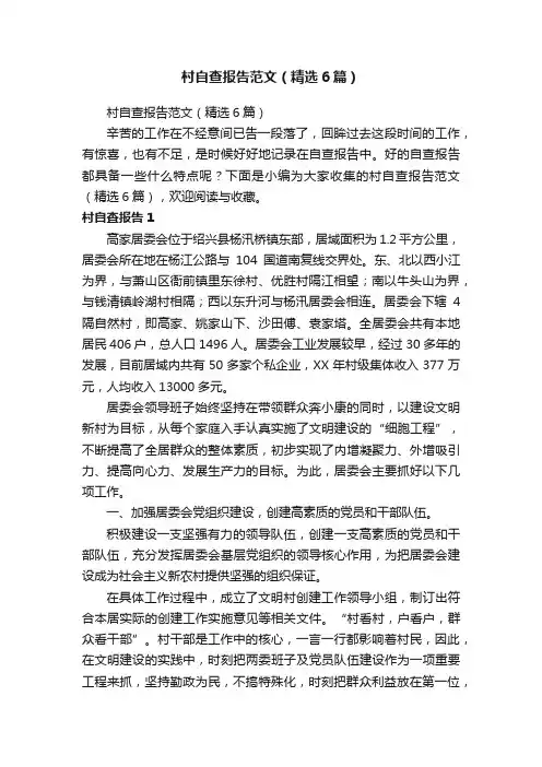村自查报告范文（精选6篇）