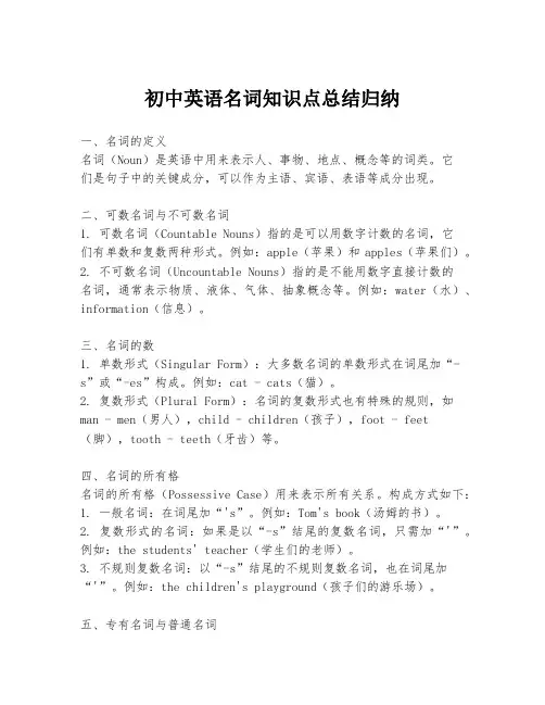 初中英语名词知识点总结归纳