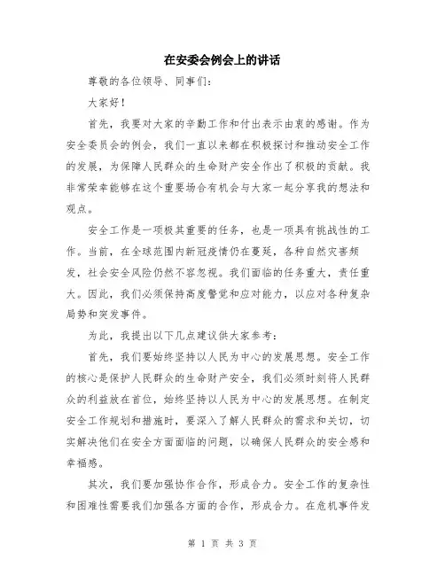 在安委会例会上的讲话