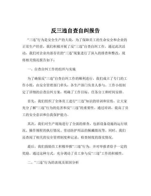 反三违自查自纠报告