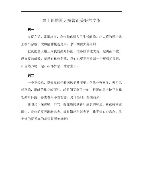 黑土地的夏天短暂而美好的文案