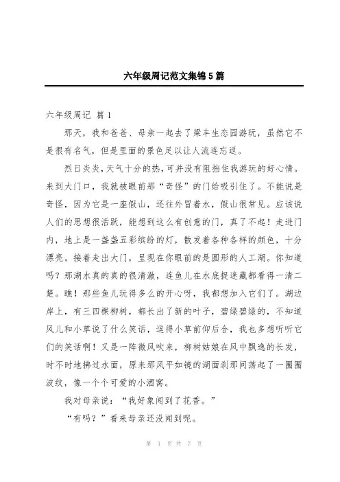 六年级周记范文集锦5篇