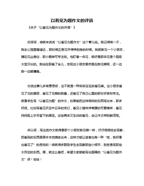 以看见为题作文的评语