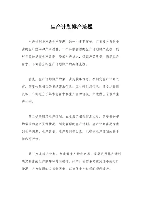 生产计划排产流程