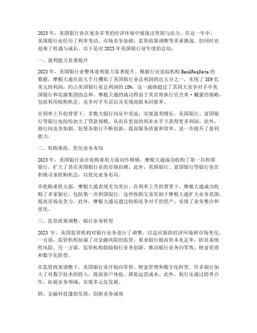 美国银行年度总结
