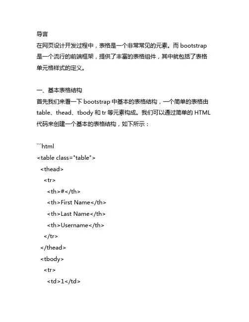 bootstrap table 单元格样式
