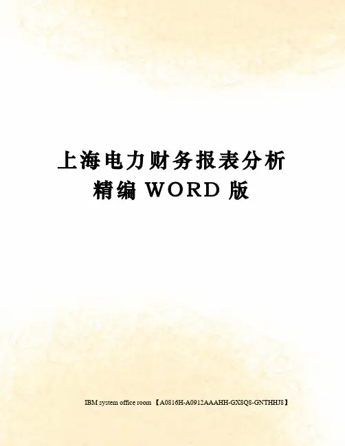 上海电力财务报表分析精编WORD版